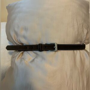 Talbots Dark Brown Genuine Leather Belt with Metal Buckle